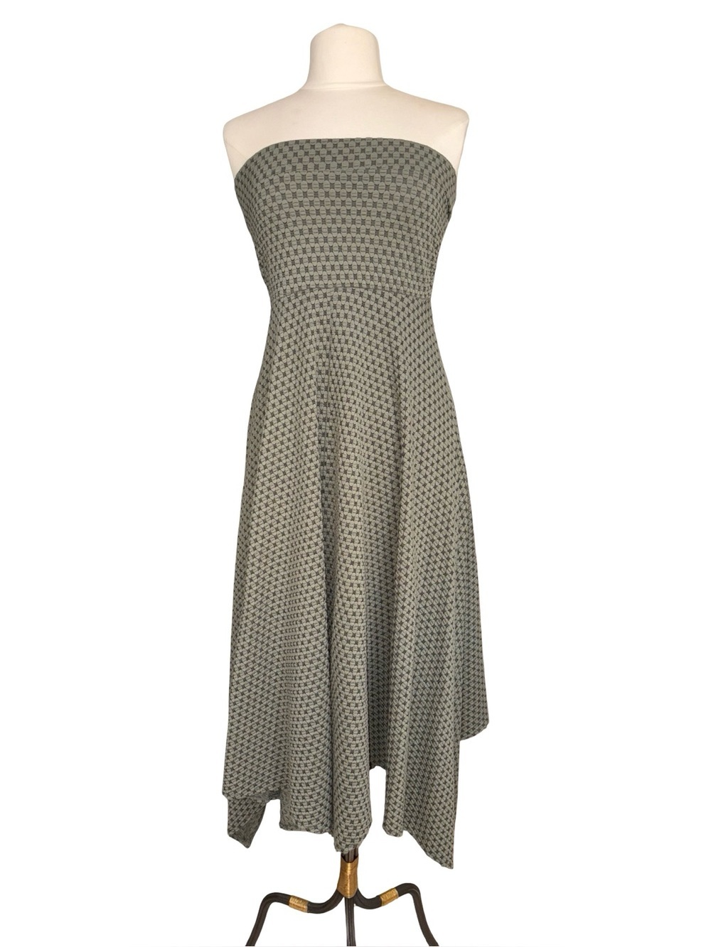 Urban Outfitters Green & Black Strapless Handkerchief Hem Dress Size M